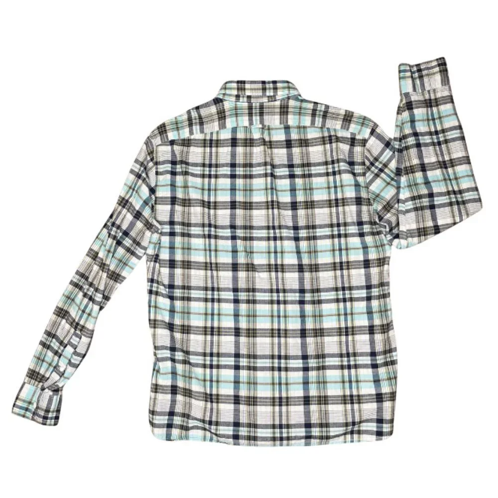 J.Crew Indian Madras Slim XL Turquoise Plaid Button Down Ivy Prep Shirt XL